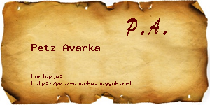 Petz Avarka névjegykártya